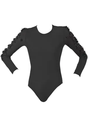 BEBAROQUE BLOSSOM Black Long Sleeve Floral Body Top