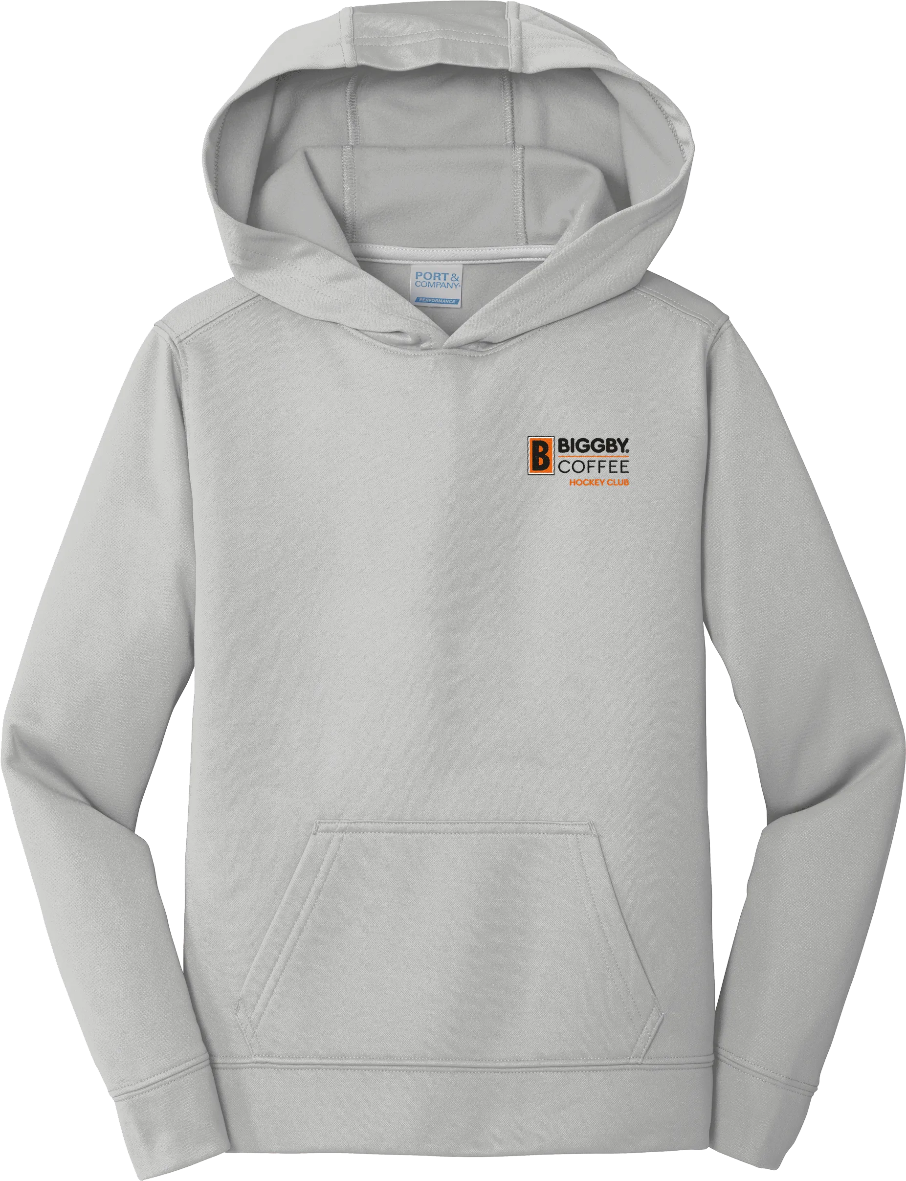 Biggby Coffee Hockey Club Youth Performance Fleece Pullover Hooded Sweatshirt