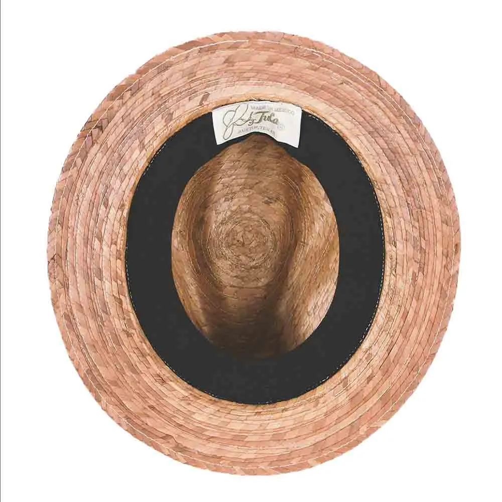 Burnt Palm Leaf Fedora Hat with Tribal Band- Tula Hats