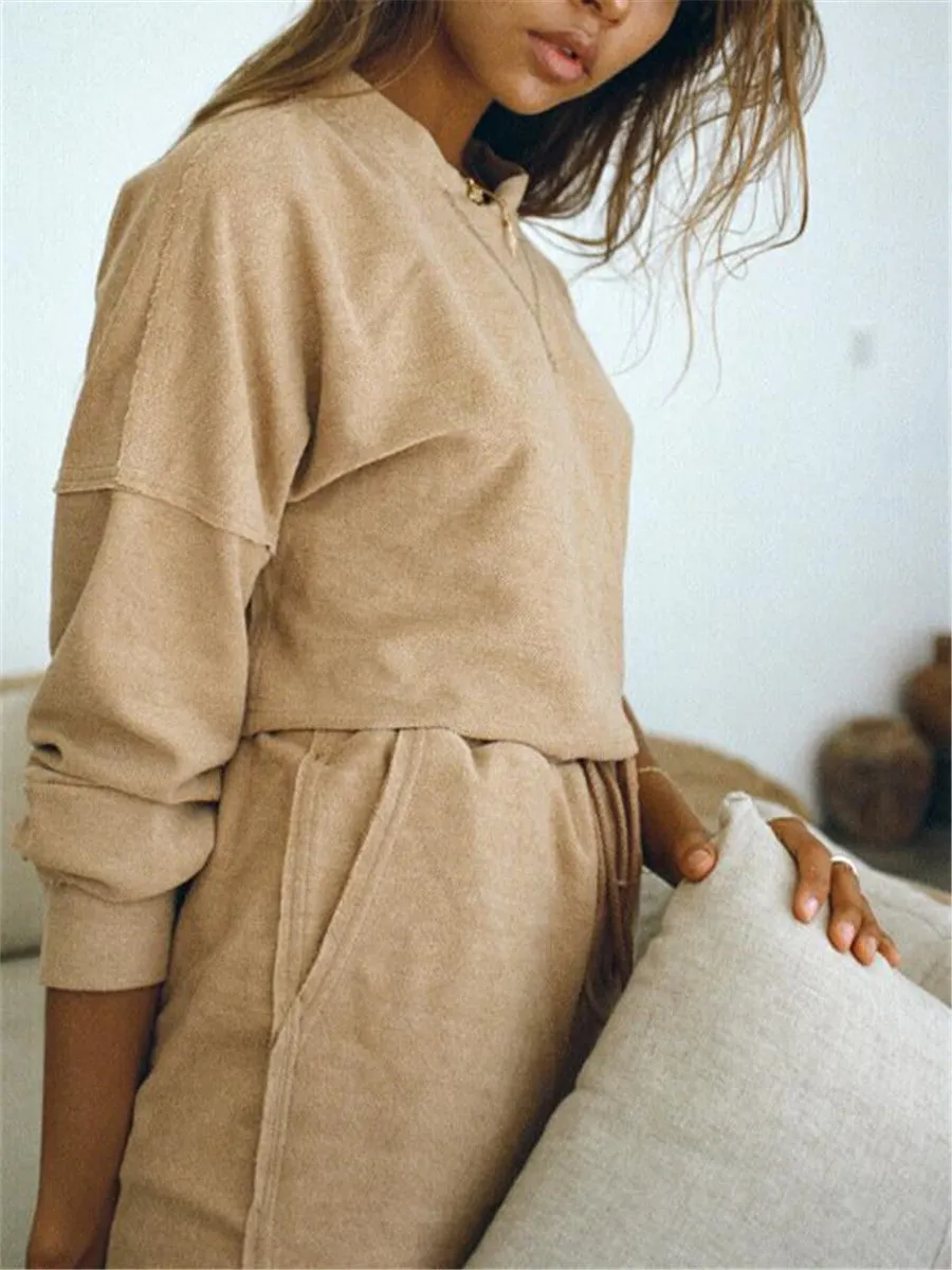 Casual Solid Color Short Comfort Sets