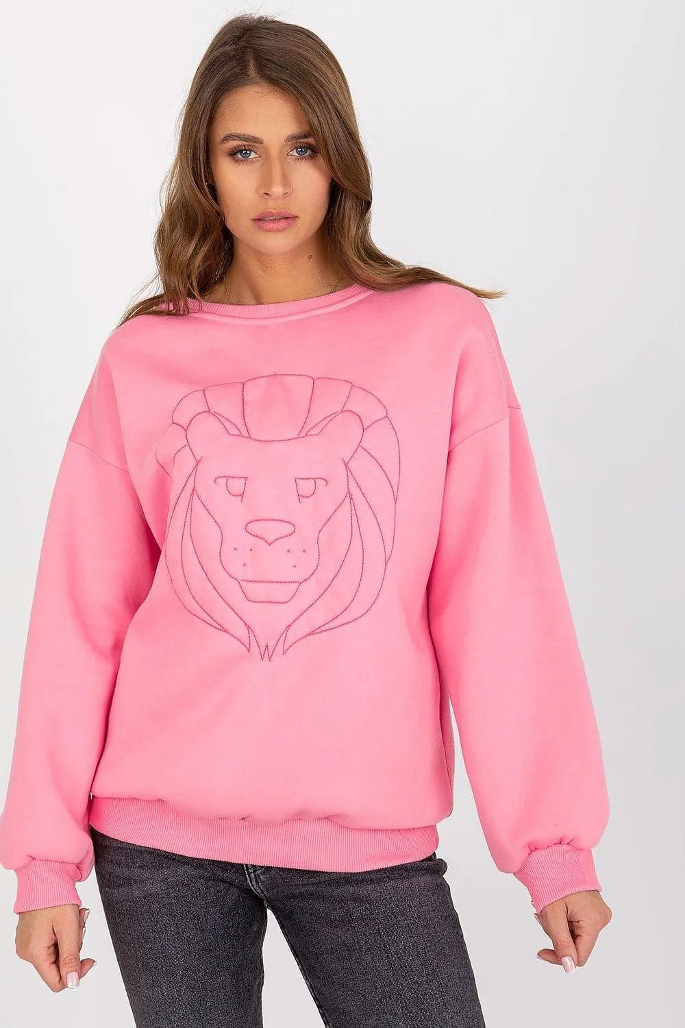 Chic Embroidered Cotton-Polyester Sweatshirt - Versatile One Size Fit