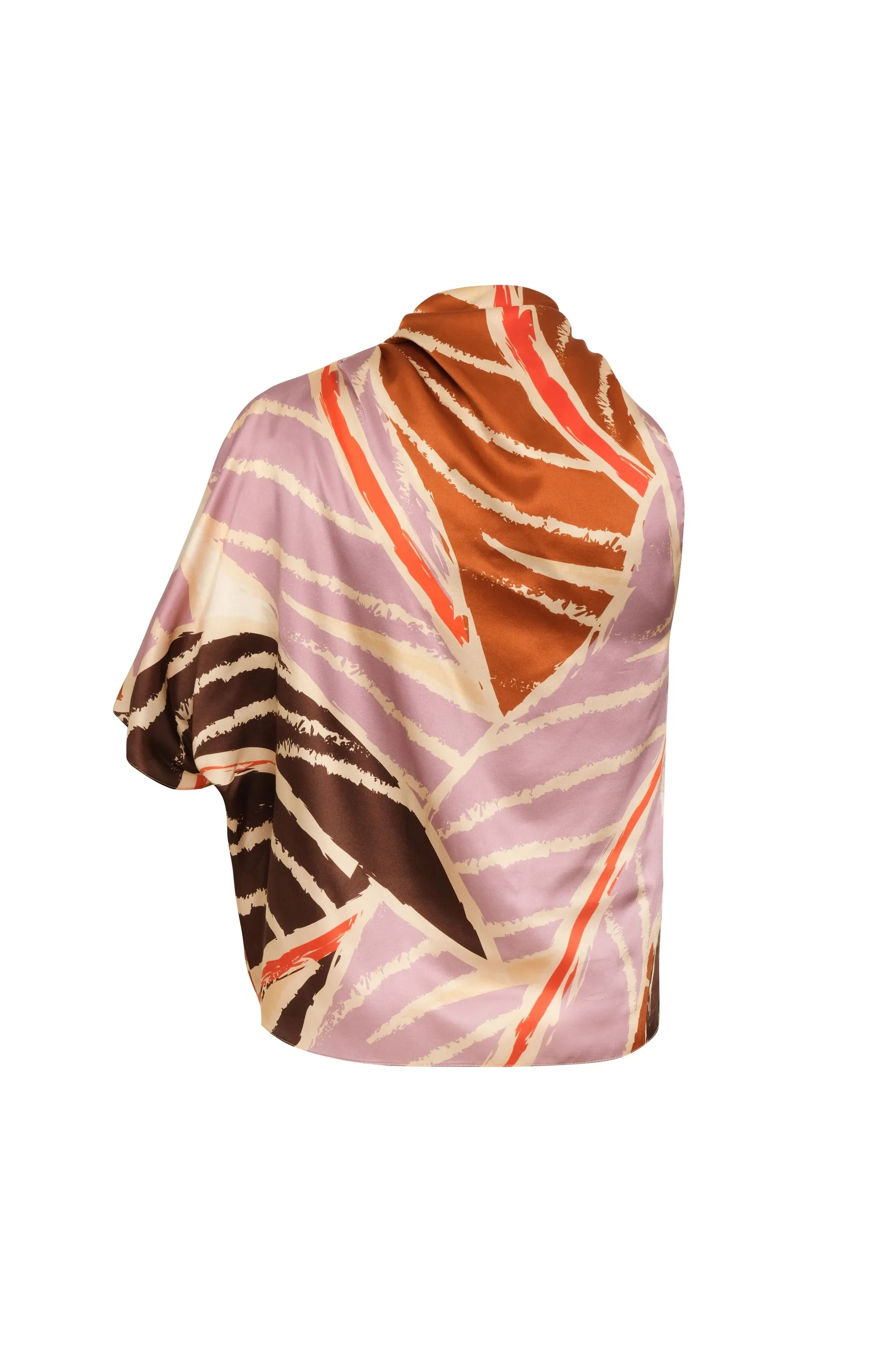 Chiminango Satin Silk Blouse / Lilac Platanera Leaves