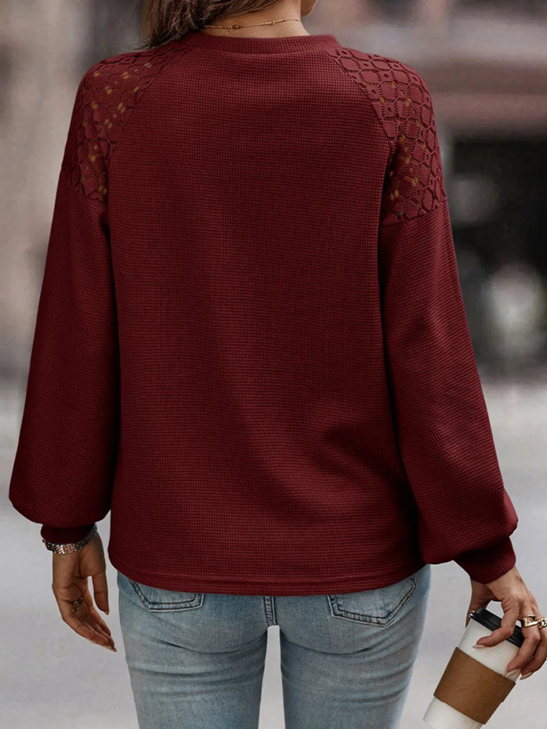 Cozy Cuddle Crew Neck Lantern Sleeve Top