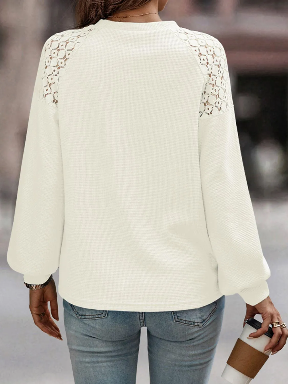 Cozy Cuddle Crew Neck Lantern Sleeve Top