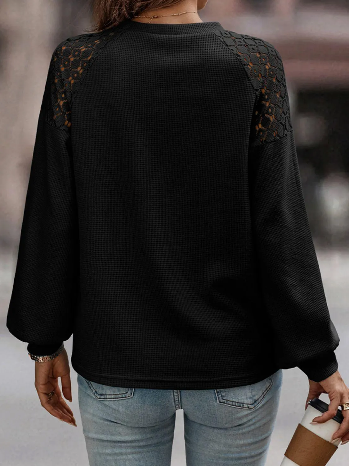 Cozy Cuddle Crew Neck Lantern Sleeve Top