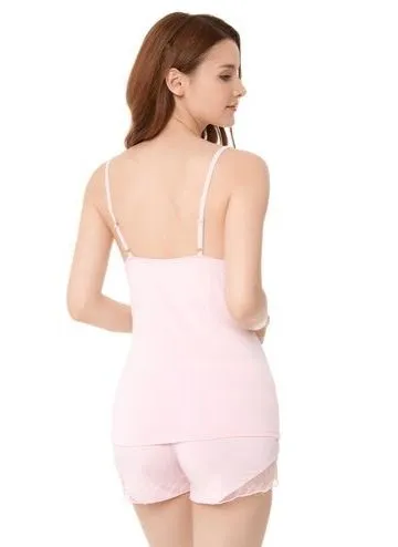 Deep V Neck Light Pink Sleepwear