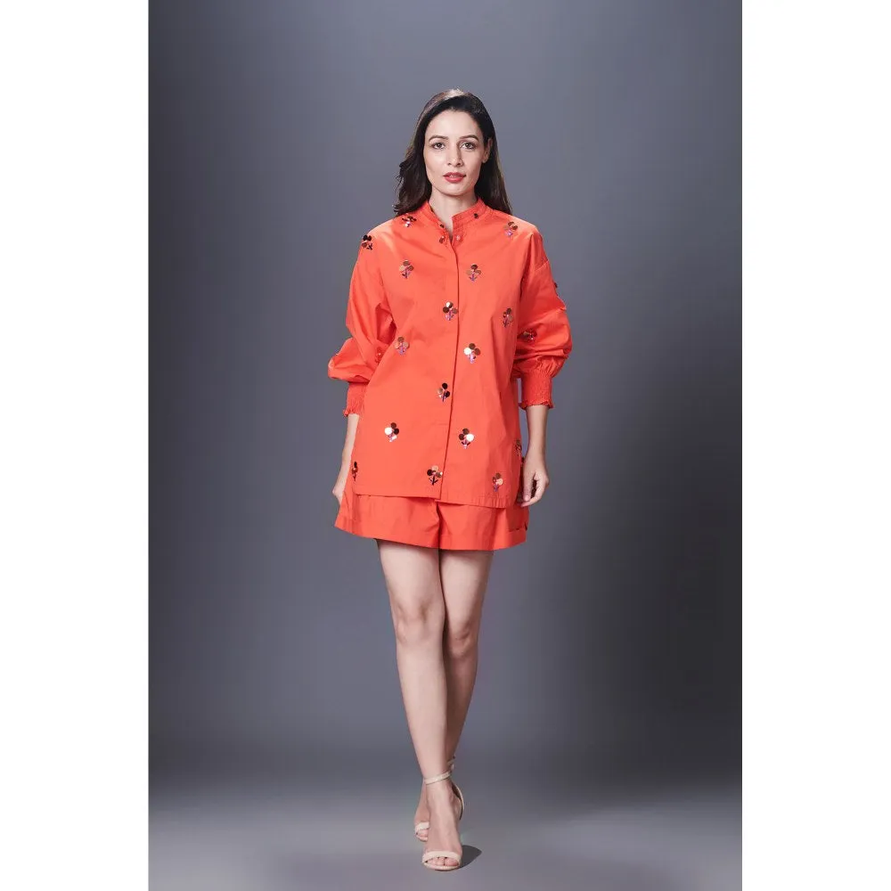 Deepika Arora Orange Embellished Shirt