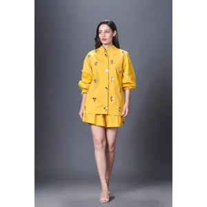 Deepika Arora Yellow Embellished Shirt