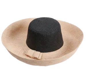 Demi Capeline Raffia Hat - Natural Black