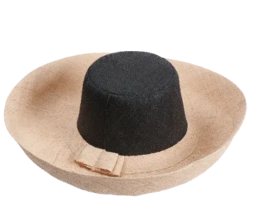 Demi Capeline Raffia Hat - Natural Black