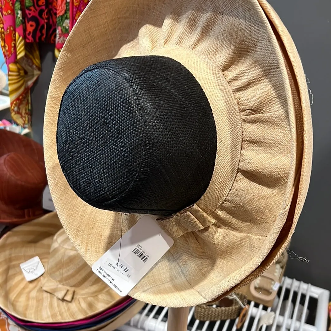 Demi Capeline Raffia Hat - Natural Black