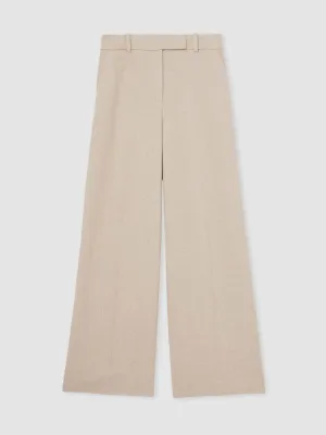 Devon linen-blend wide-leg trousers in neutral
