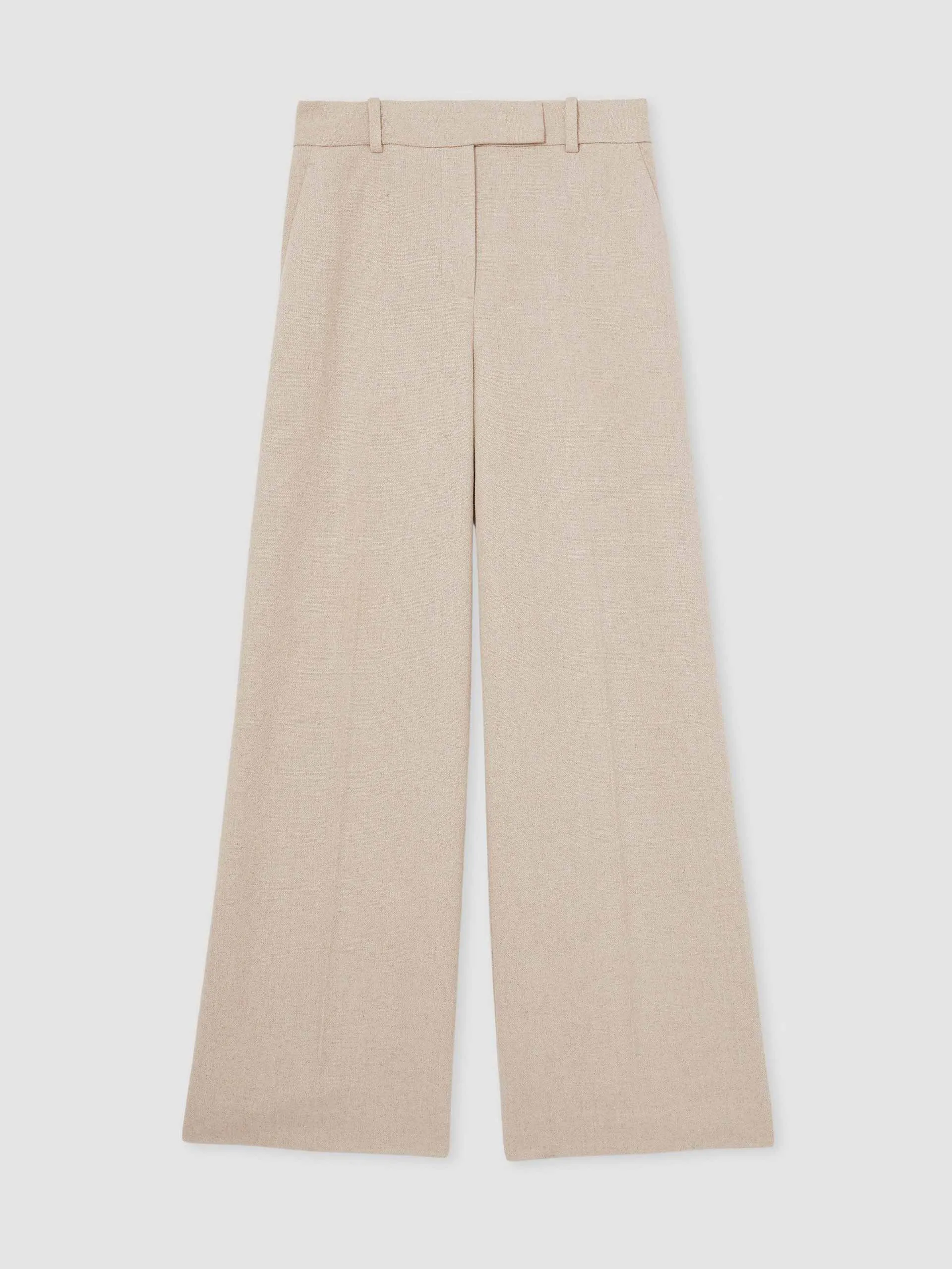 Devon linen-blend wide-leg trousers in neutral