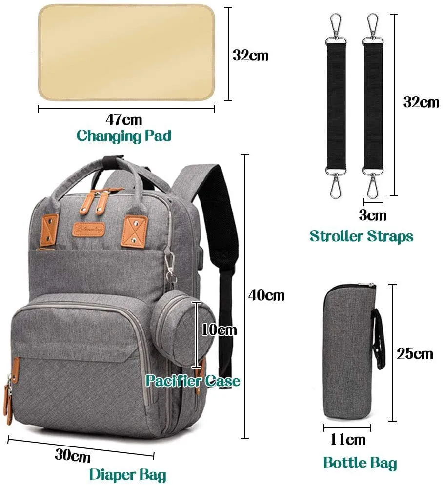Diaper Bags Mommy Bag Embroidered Large Capacity 5-Piece Multi-Functional Backpack