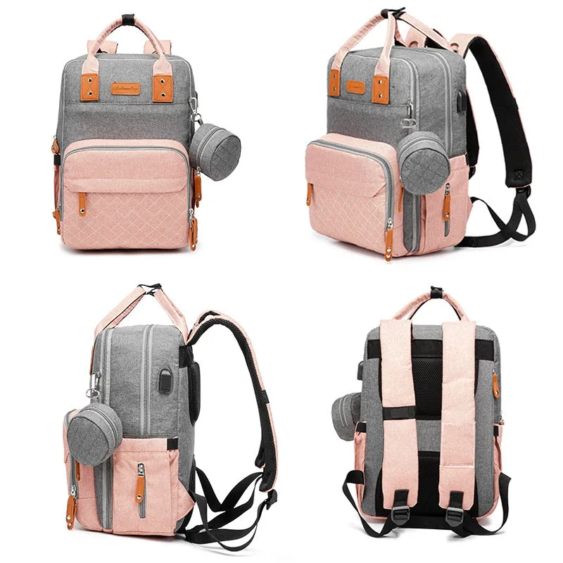 Diaper Bags Mommy Bag Embroidered Large Capacity 5-Piece Multi-Functional Backpack