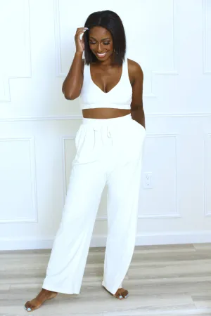 Do Not Disturb Velour Sweatpants - Whipped Cream