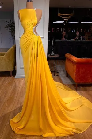 Elegant Sleeveless Long Mermaid Prom Dress With Slit