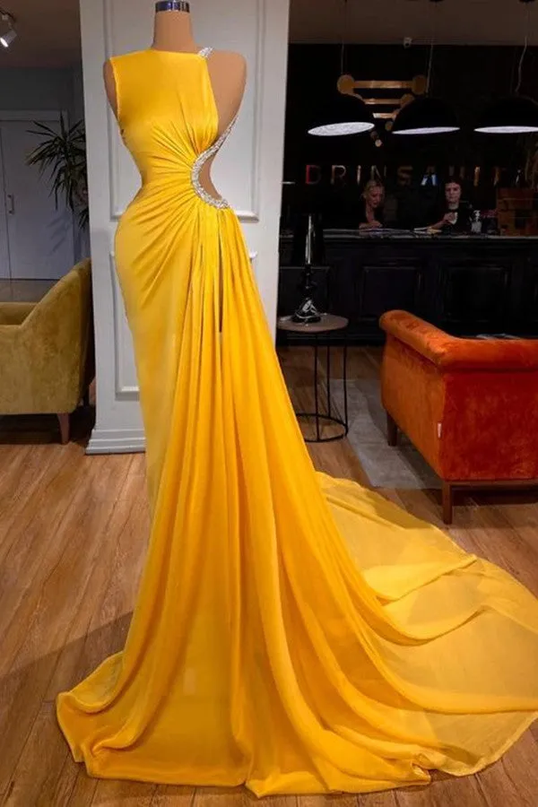Elegant Sleeveless Long Mermaid Prom Dress With Slit