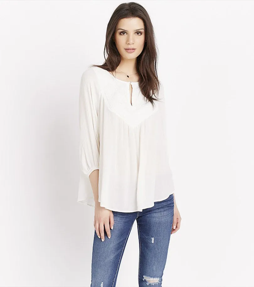 Embroidered Peasant Blouse MARSHMALLOW