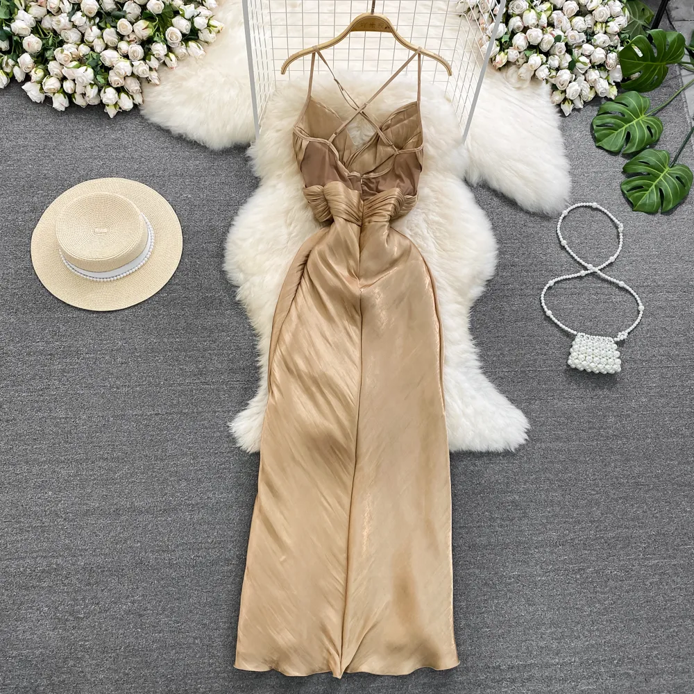 Fairy Backless Spaghetti Strap Dress Elegant Evening Dress 981