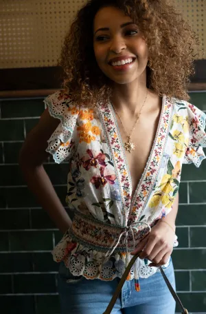 FARM RIO GREEK GARDEN OFF-WHITE BLOUSE