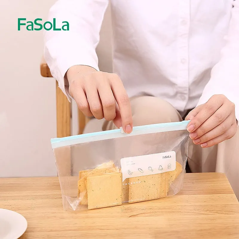 FaSoLa Multi-Functional Zipper Food Storage Bags - Medium, White, 23*15cm, 15 Pieces
