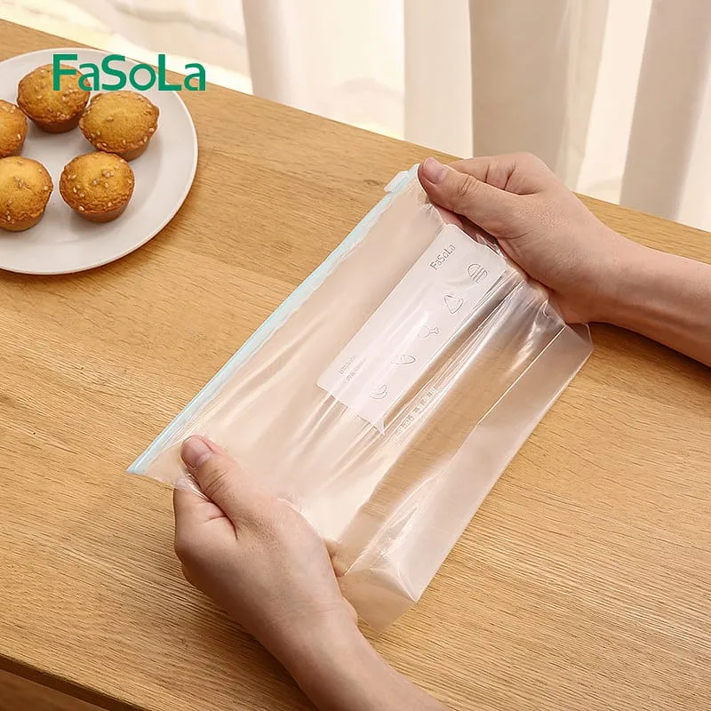 FaSoLa Multi-Functional Zipper Food Storage Bags - Medium, White, 23*15cm, 15 Pieces