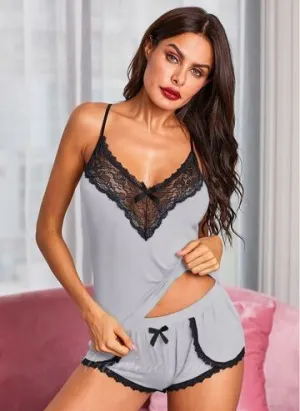 Gray Lace Cami Set