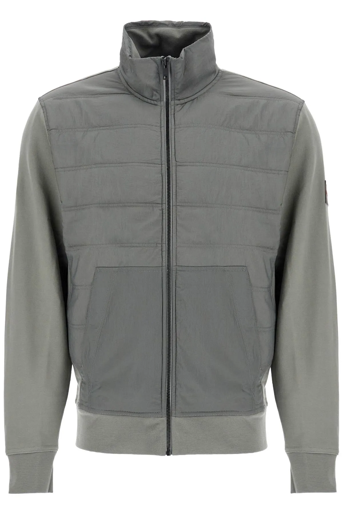 gray quilted high collar zip sweatshirt 50524243 OPEN GREY