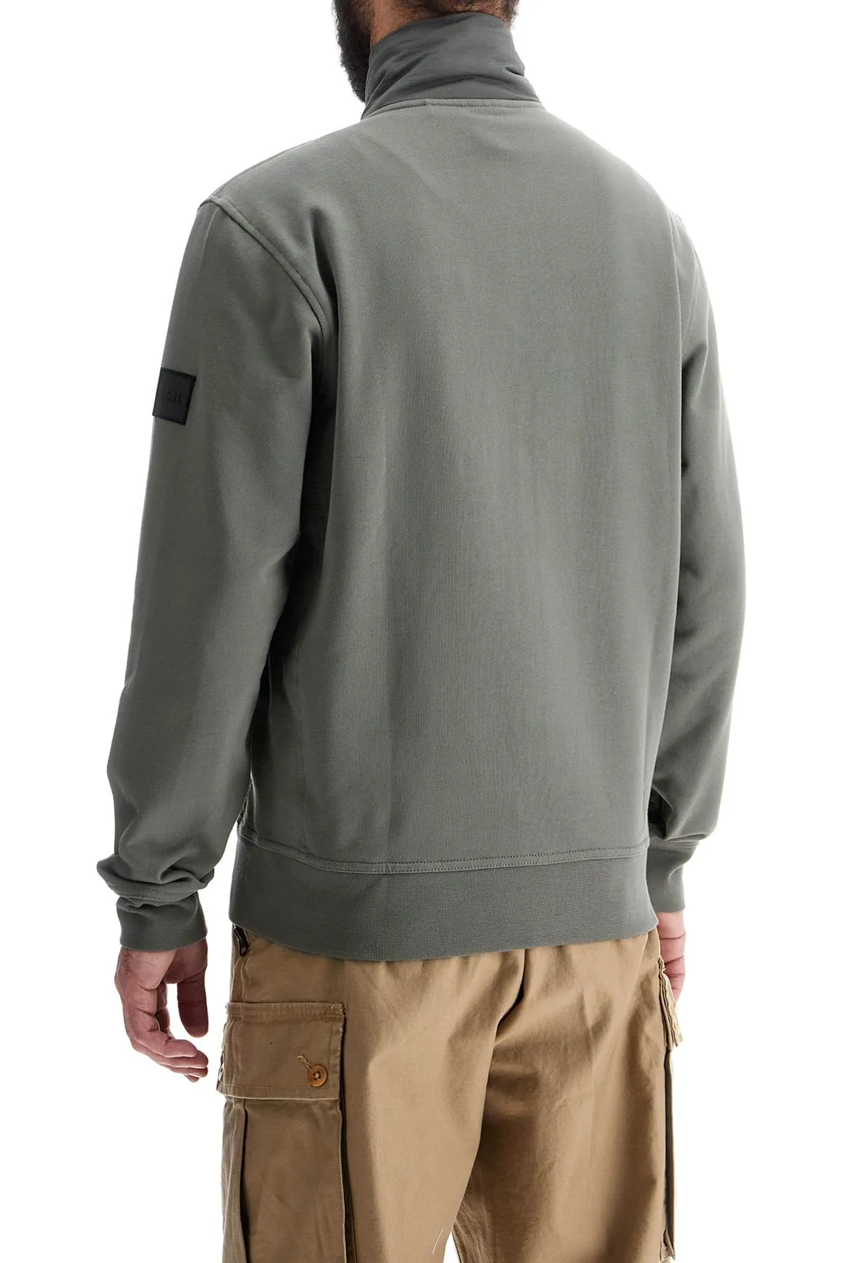 gray quilted high collar zip sweatshirt 50524243 OPEN GREY