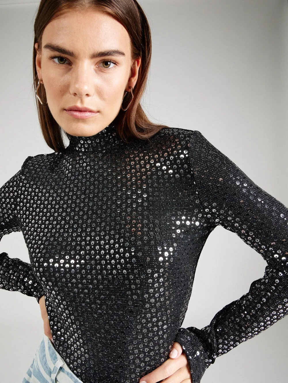 Karl Lagerfeld Sequin Evening Shirt, black