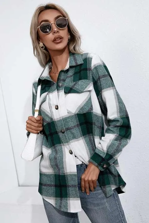 Lasting Trend Buttoned Plaid Flannel Shirt