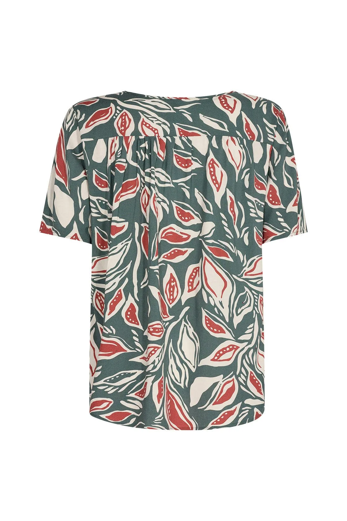 Leda Leaf Printed Blouse - Shadow Green Combi