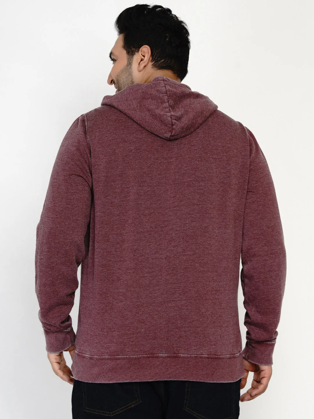 Lucky - Plus Size Full Sleeve Maroon Print Hoodie