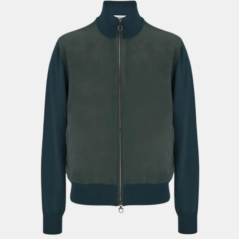 Mens Teal Green Bomber Suede Leather Jacket 