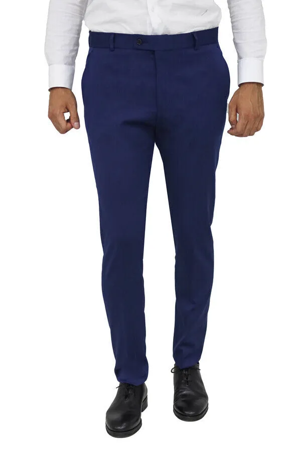 Navy Blue Plaid Jacket, Beige Vest, White Shirt, and Navy Blue Trousers Combo - Wessi Modern Classic Look