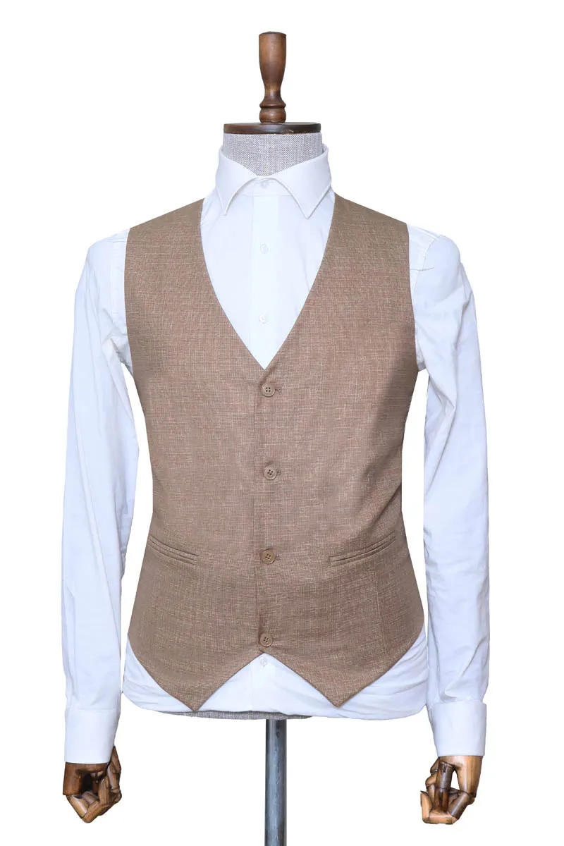Navy Blue Plaid Jacket, Beige Vest, White Shirt, and Navy Blue Trousers Combo - Wessi Modern Classic Look