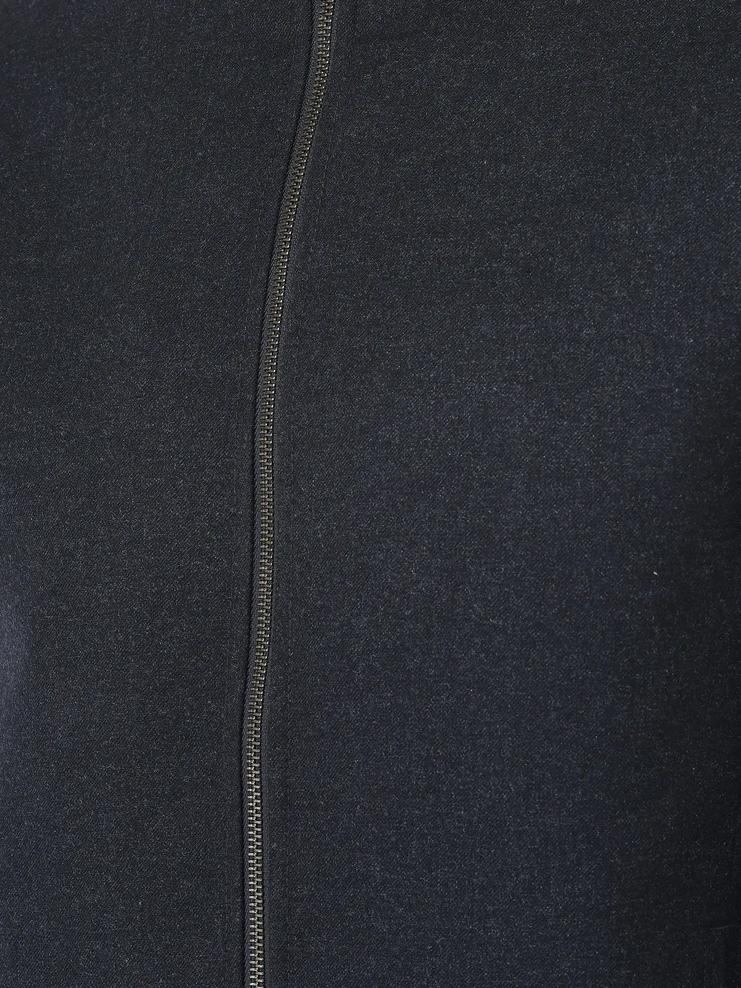 Navy Blue Solid Varsity Jacket