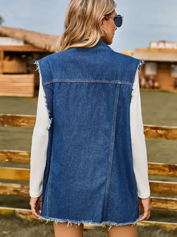 New denim vest vest summer fashion trend denim sleeveless vest