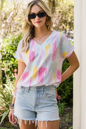 No Ordinary Girl Short Sleeve V Neck Blouse