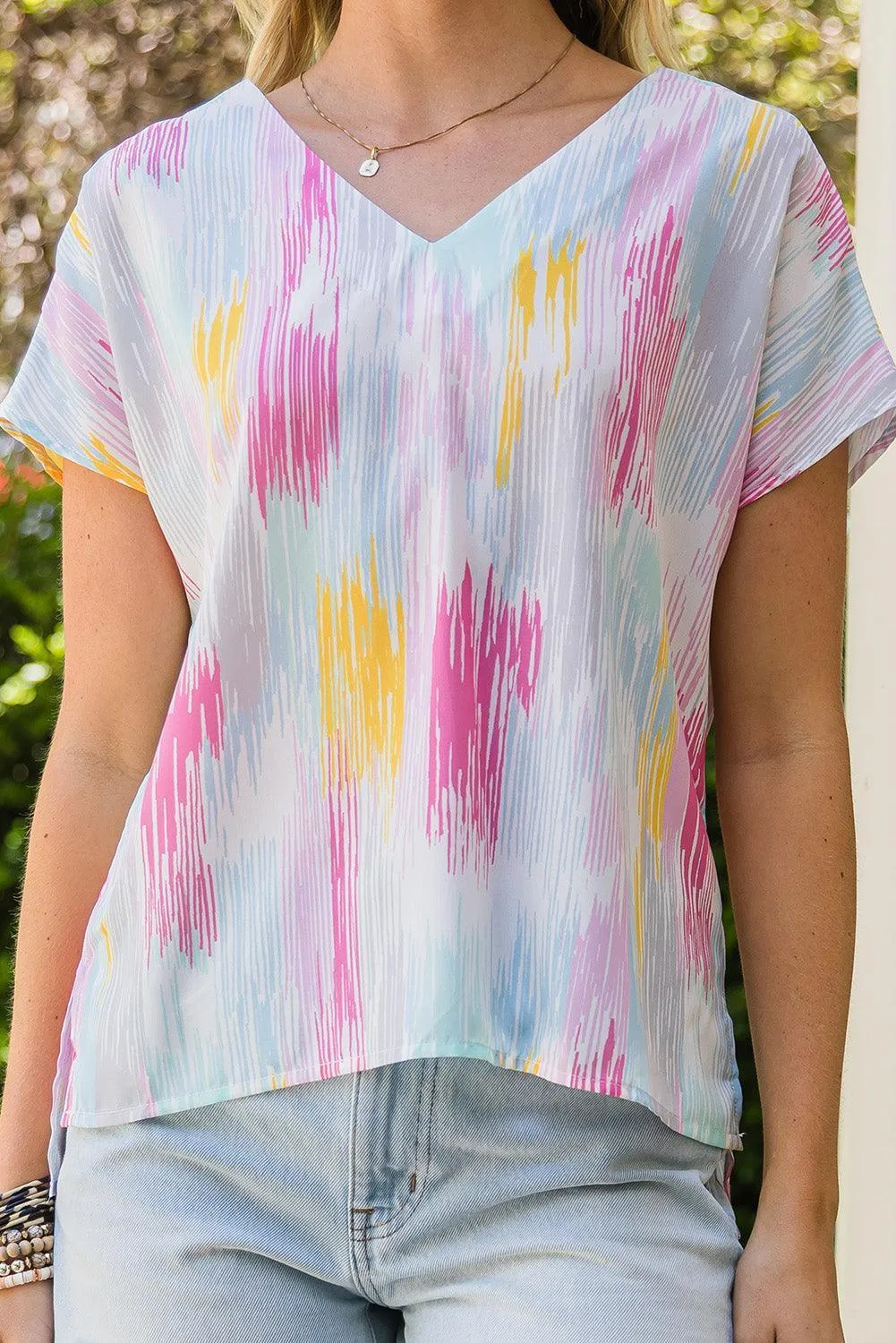 No Ordinary Girl Short Sleeve V Neck Blouse
