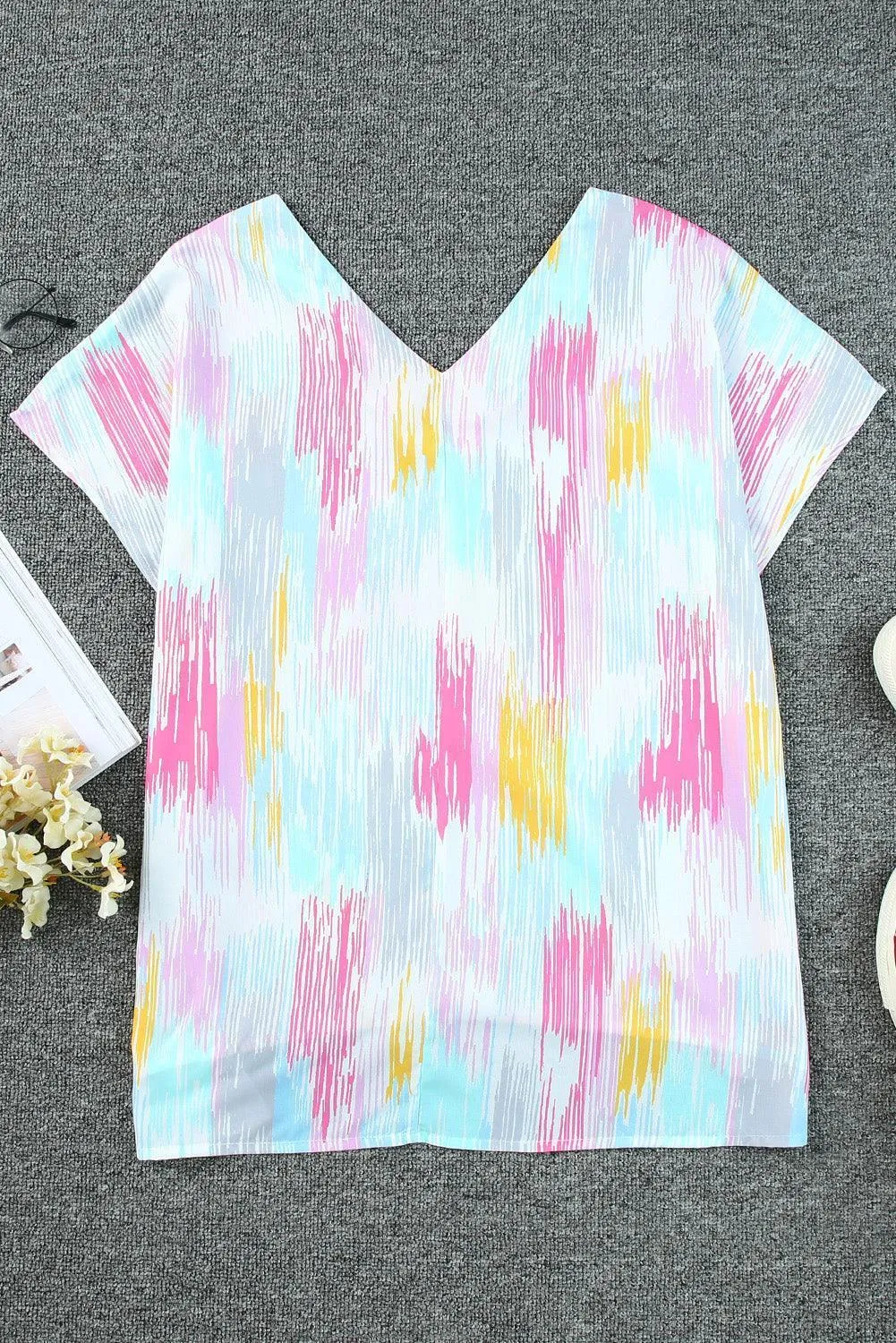 No Ordinary Girl Short Sleeve V Neck Blouse