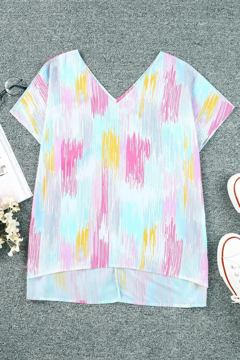 No Ordinary Girl Short Sleeve V Neck Blouse