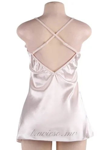 Nude Silk Satin Lace Pajama