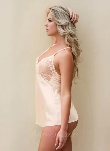 Nude Silk Satin Lace Pajama