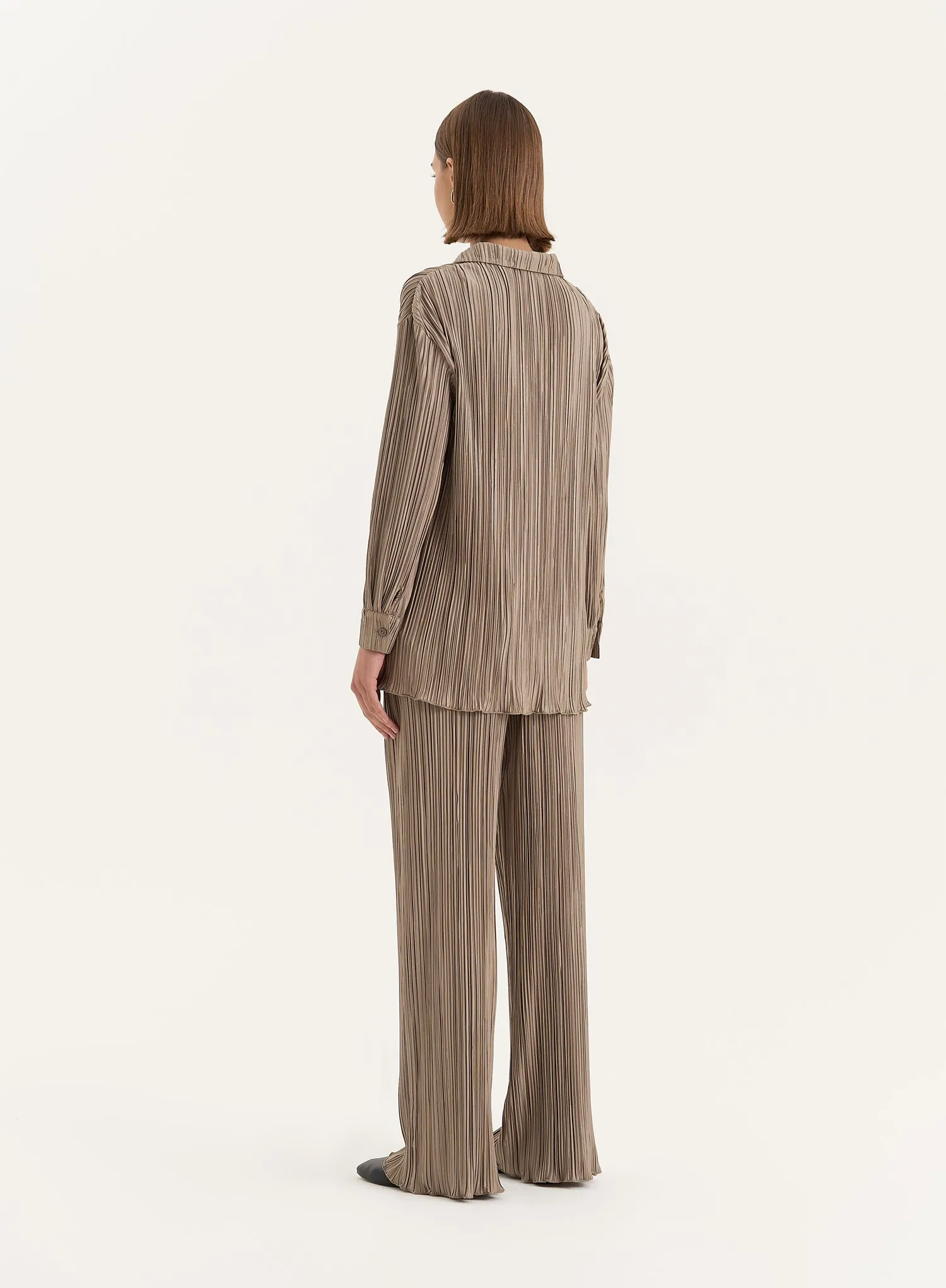 Olive Plisse Shirt- Palais