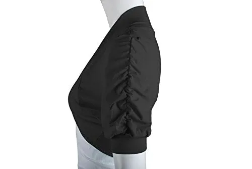 Ollie Arnes Women Basic Short Sleeve Versatile Bolero Shrug Cardign Junior Plus 41 BLACK S
