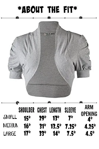 Ollie Arnes Women Basic Short Sleeve Versatile Bolero Shrug Cardign Junior Plus 41 BLACK S