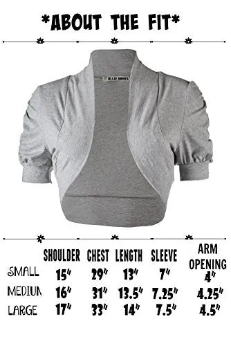 Ollie Arnes Women Basic Short Sleeve Versatile Bolero Shrug Cardign Junior Plus 41 WHITE L