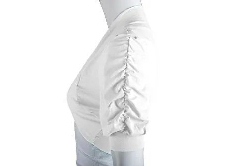 Ollie Arnes Women Basic Short Sleeve Versatile Bolero Shrug Cardign Junior Plus 41 WHITE L